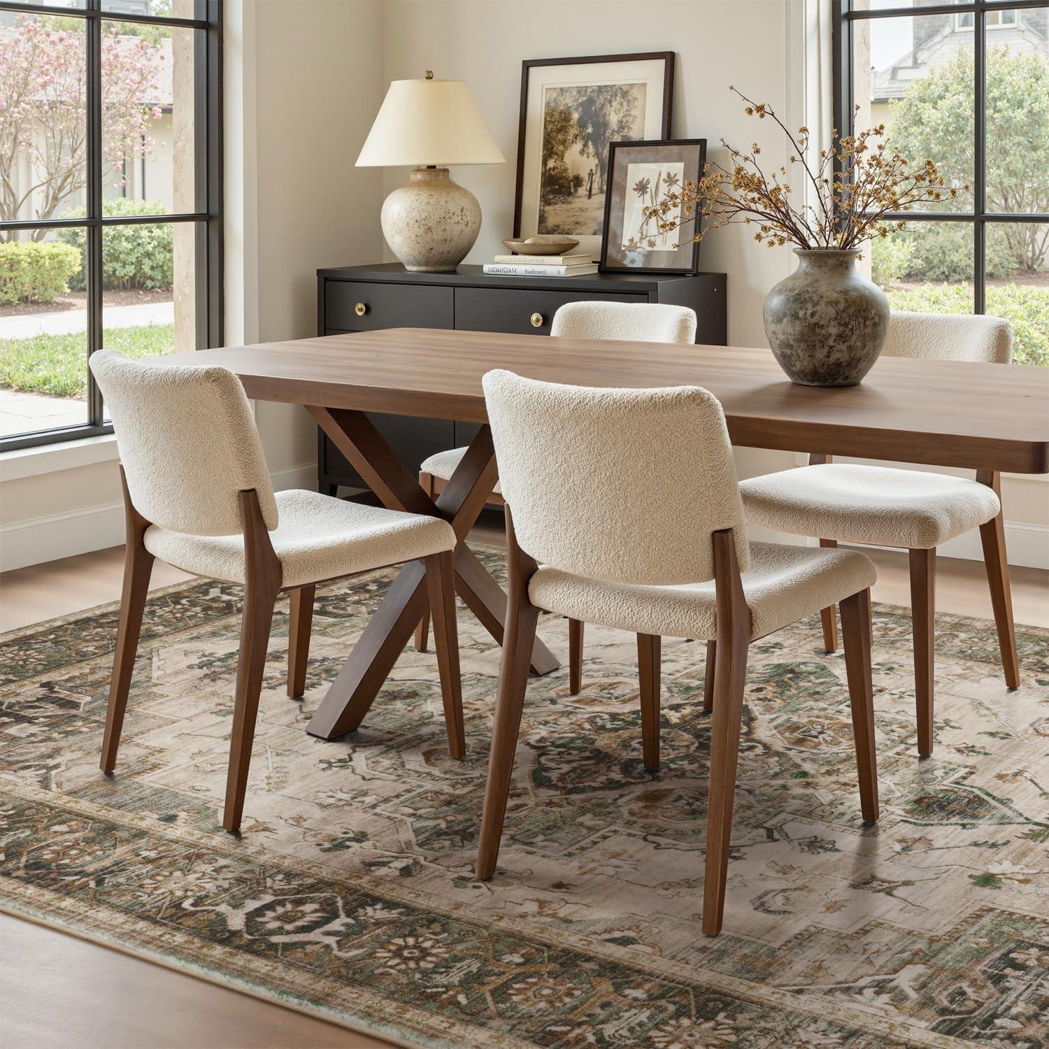 imagePADOORArea Rug 5X7 Rugs for Living RoomVintage Soft Green Rugs for BedroomMachine Washable Non Slip Rug for Dining Room Living Room Bedroom OfficeGreen