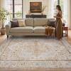 imagePADOORArea Rug 5X7 Rugs for Living RoomVintage Soft Green Rugs for BedroomMachine Washable Non Slip Rug for Dining Room Living Room Bedroom OfficeBeige