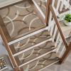 imagePADOOR Stair Treads for Wooden Steps15 Pack Peel and Stick Stair Treads Indoor3D Adhesive Stair Runner for KidsElders and Pets Washable Carpet for Stairs8quotx30quotGreyCircle Brown