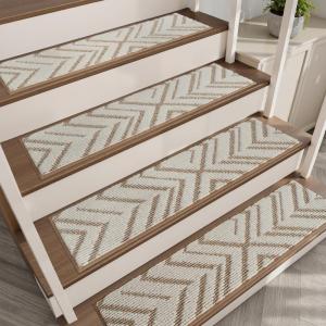 imagePADOOR Stair Treads for Wooden Steps15 Pack Peel and Stick Stair Treads Indoor3D Adhesive Stair Runner for KidsElders and Pets Washable Carpet for Stairs8quotx30quotGreyDiamond Brown
