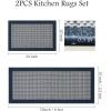 imagePADOOR Non Slip Kitchen Rugs Sets of 2  Extra Large 25x6  20quotx32quot Runner Rugs for Kitchen Floor Non Skid Washable Absorbent Kitchen Mat for in Front of Sink 2 Piece Dark BrownBlue