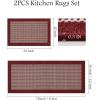imagePADOOR Non Slip Kitchen Rugs Sets of 2  Extra Large 25x6  20quotx32quot Runner Rugs for Kitchen Floor Non Skid Washable Absorbent Kitchen Mat for in Front of Sink 2 Piece Dark BrownRed