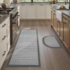 imagePADOOR Non Slip Kitchen Rugs Sets of 2  Extra Large 25x6  20quotx32quot Runner Rugs for Kitchen Floor Non Skid Washable Absorbent Kitchen Mat for in Front of Sink 2 Piece Dark BrownGrey  Rectangular  Semicircular