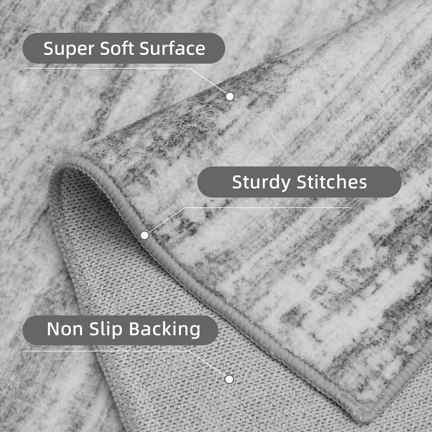 imagePADOOR Modern Abstract Area Rug  5x7 Washable Rugs NonSlip Large Rug Ultra Soft Low Pile Rugs for Living Room Bedroom Dining Room Nursery Room Playroom GreenBlack  Grey