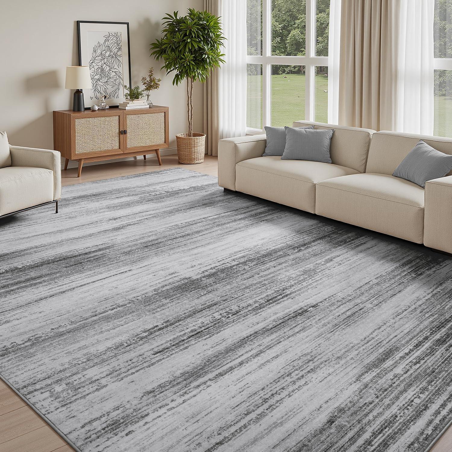 imagePADOOR Modern Abstract Area Rug  5x7 Washable Rugs NonSlip Large Rug Ultra Soft Low Pile Rugs for Living Room Bedroom Dining Room Nursery Room Playroom GreenBlack  Grey