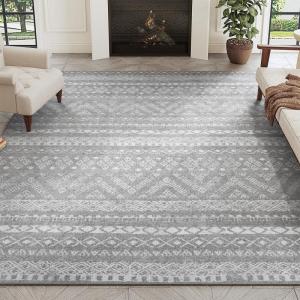 imagePADOOR 8x10 Rugs for Living Room Non Slip Geometric Machine Washable Rugs Neutral AreaRugs 8x10 Modern Ultra Thin Carpet for Bedroom Dining Room No Shedding Office Rug Grey RugBohogrey