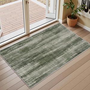 imagePADOOR Modern Abstract Area Rug  5x7 Washable Rugs NonSlip Large Rug Ultra Soft Low Pile Rugs for Living Room Bedroom Dining Room Nursery Room Playroom GreenGreen
