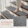 imagePADOOR Tufted Stair Landing Rug Non Slip Indoor Peel and Stick Stair Treads for Wooden Steps Square Stair Landing Mat Washable Soft Carpet Stair Treads Reusable for Kids Pets Elders 31quotx31quot GreyGrey