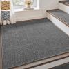 imagePADOOR Tufted Stair Landing Rug Non Slip Indoor Peel and Stick Stair Treads for Wooden Steps Square Stair Landing Mat Washable Soft Carpet Stair Treads Reusable for Kids Pets Elders 31quotx31quot GreyGrey