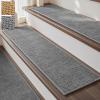 imagePADOOR Tufted Stair Landing Rug Non Slip Indoor Peel and Stick Stair Treads for Wooden Steps Square Stair Landing Mat Washable Soft Carpet Stair Treads Reusable for Kids Pets Elders 31quotx31quot GreyGrey