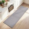 image:imagePADOOR Kitchen Runner Absorbent KitchenRugs Non Slip Washable Large Kitchen Mats for Floor Soft Braided Kitchen RunnerRug Sink Standing Matt Beige 20x70Grey