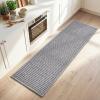 image:imagePADOOR Kitchen Runner Absorbent KitchenRugs Non Slip Washable Large Kitchen Mats for Floor Soft Braided Kitchen RunnerRug Sink Standing Matt Beige 20x70Black