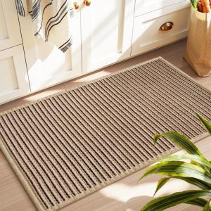image:imagePADOOR Kitchen Runner Absorbent KitchenRugs Non Slip Washable Large Kitchen Mats for Floor Soft Braided Kitchen RunnerRug Sink Standing Matt Beige 20x70Brown