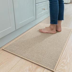 image:imageKitchen Rugs Non Slip Washable Absorbent Kitchen Mats for Floor Braided Kitchen Runner Rug with Rubber Backing Durable DirtResistant Kitchen Carpet for Front of Sink Beige20x47Light Beige
